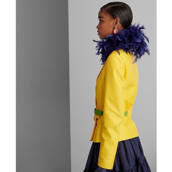 Ralph Lauren Collection Purple Label Lambskin Wrap Leather Jacket Blazer Yellow - Picture 9 of 13